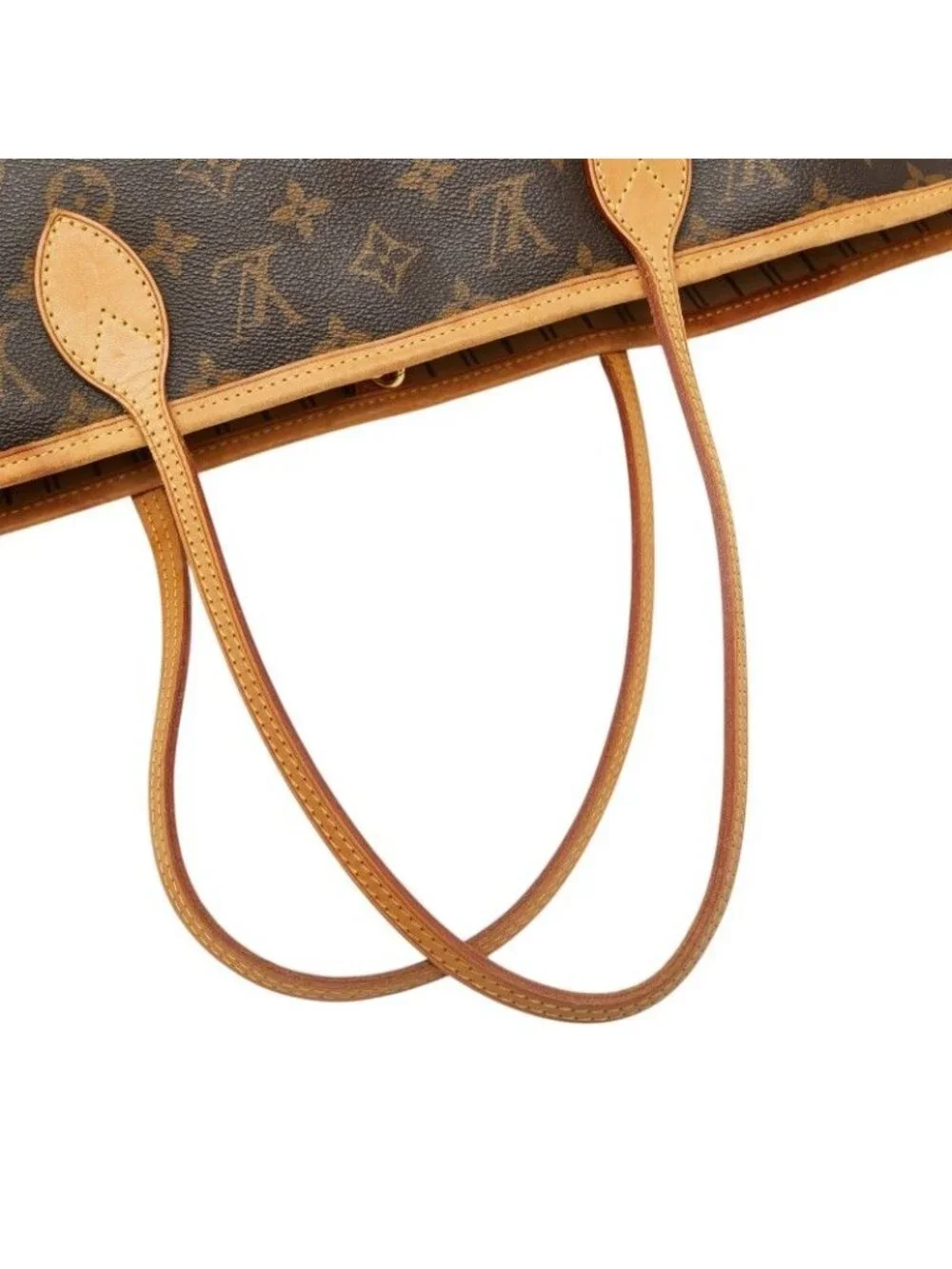 Louis Vuitton Monogram Neverfull MM Shoulder Bag Tote Brown Leather